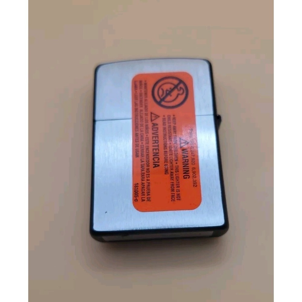 Zippo Lighter With A Off-road Racer Medallion Silver And Black,  Preowned - Picture 3 of 5